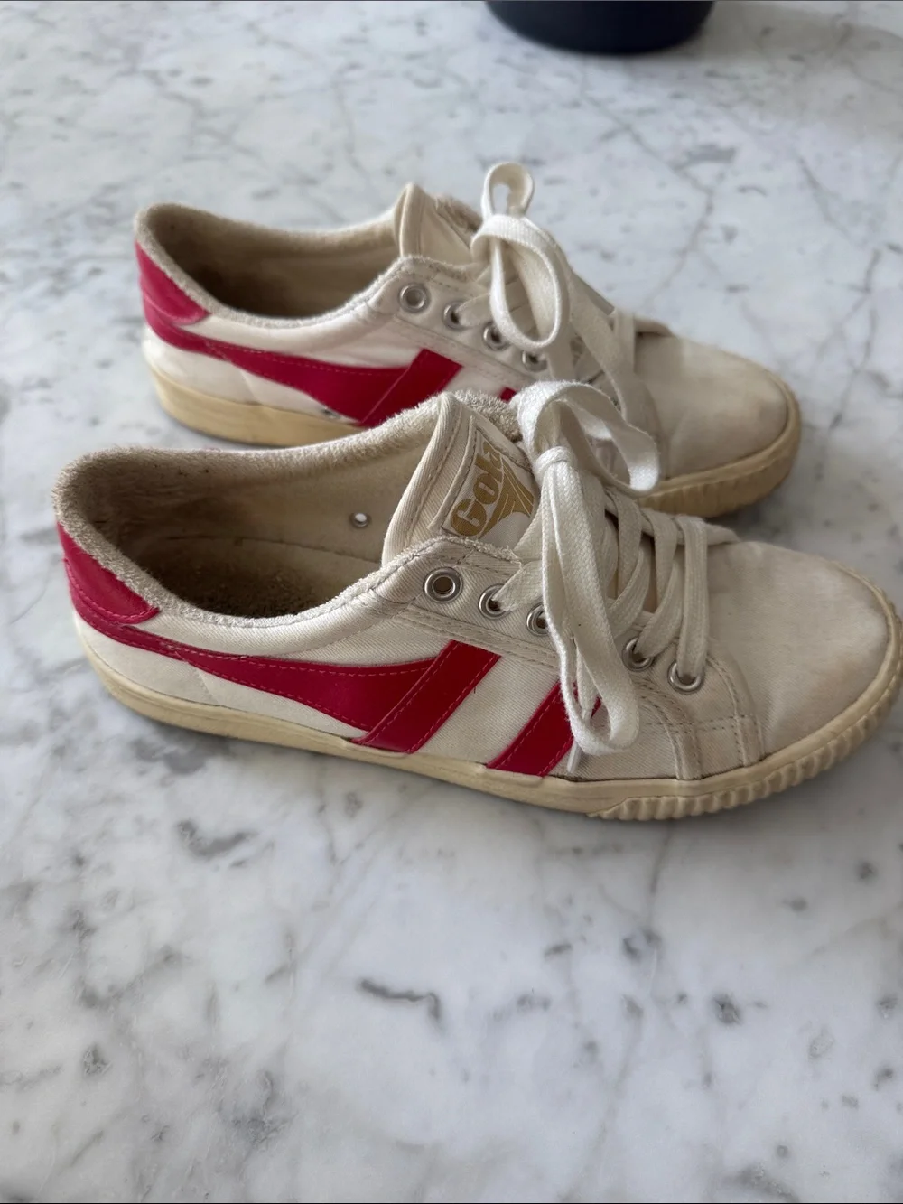 Gola mark cox women’s tennis White Sneakers with Red Stripe Accent